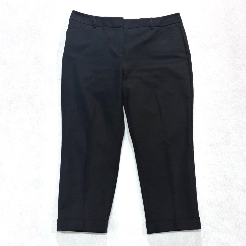 Chico's So Slimming 2 Black Cropped Cuffed Dress Pants Minimalist Office  Sz 12